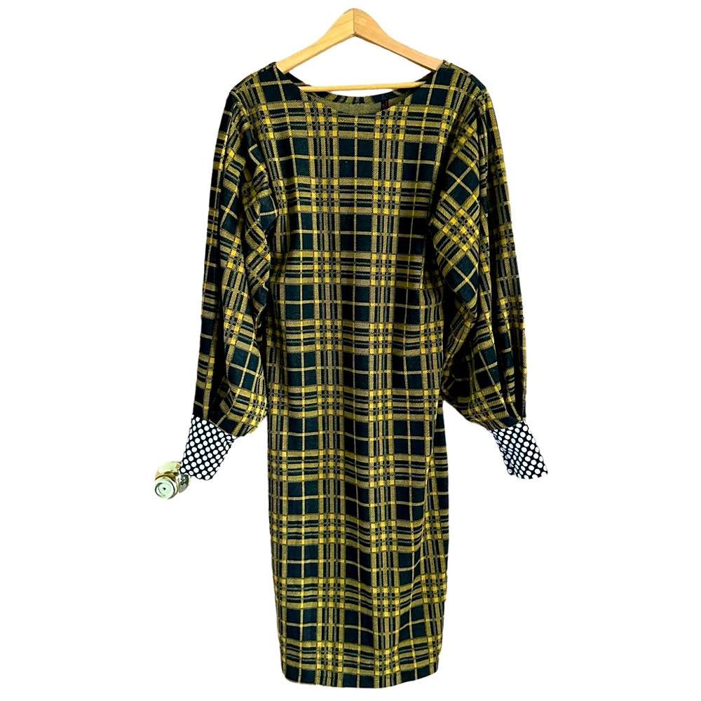 Red Funk Collective Size S Yellow/Black Plaid Unique Dress EUC